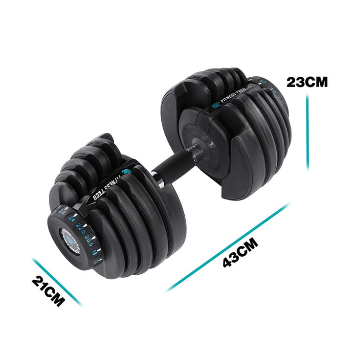 Mancuernas Ajustables de 2.5kg a 24kg - Dimensiones